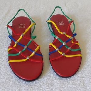 IMPO STRETCH Riley Red/Multi Wedge Sandal Size 9.5
